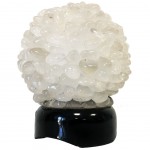 Ball lamp in polished pebbles of rock crystal - 13 cm