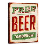 Free Beer Tomorrow retro beer canvas wall art 30 x 40 cm