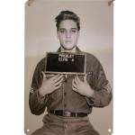 Metal plate Black and white photo of Elvis Presley in the army