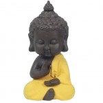 Yellow Meditation Buddha Resin Statuette - 12 cm