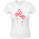 Pink Flamingo white Women Tee Shirt