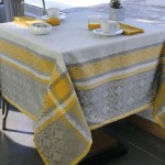 Mareva coated tablecloth - Grey and yellow