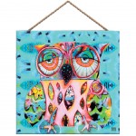Hanging wooden wall decoration 19 x 19 cm - Owl