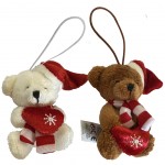 Set of 2 Heart Bear Fir Decoration 8 cm
