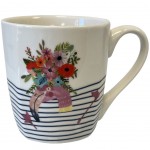 White ceramic striped Flamingo mug in gift box
