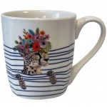 White ceramic striped Cheetah mug in gift box