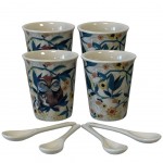 Set of 4 White Ceramic Espresso Cups - Allen Designs - Owls