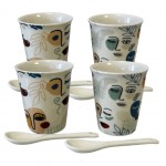 Set of 4 White Ceramic Espresso Cups - ARTY