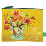 Allen Decorated Cotton Flat Pouch - Cup of tea