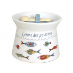 Ceramic salt pot with spoon - CORDELIA