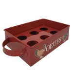Red metal egg tray