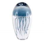 Blue glass jellyfish paperweight 12 cm