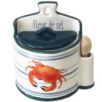 Ceramic salt box with spoon