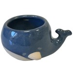 Mini Blue Ceramic Whale Planter 5 cm