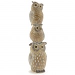 Decorative owls in patinated resin
