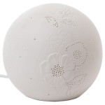 White poppy ball table lamp