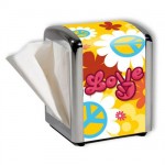 Yellow Peace And Love paper towel dispenser