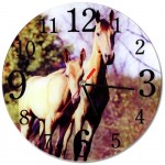 Horses glass clock 30 cm