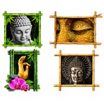 4 small Buddha zen vinyl wall stickers