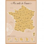 Scratch-off map of France wall decoration In paper