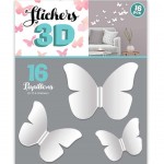 16 Decorative stickers 3D butterflies white