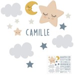 Children's wall sticker with name - Moon Stars