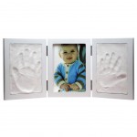 Wooden photo frame with baby footprints