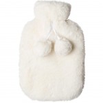 Soft hot water bottle with pompoms