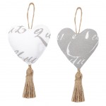 Set of 2 decorative cotton hearts to hang 10 cm - MARGARET