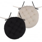 Round chair cushion reversible 38 cm - Black and Linen
