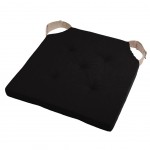 Reversible chair cushion 38 x 38 cm - Black and linen