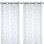 White Sheer Curtain Panel with Silver Pattern 260 x 140 cm