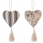 Set of 2 decorative cotton hearts to hang 10 cm - BONNIE