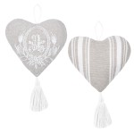 Set of 2 decorative cotton hearts to hang 10 cm - Adelaide
