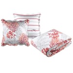 Coral Quilted Bedspread Set with 2 Pillowcases