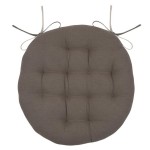 Round chair cushion reversible 38 cm - Taupe and Linen