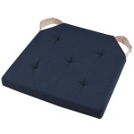 Reversible chair cushion 38 x 38 cm - Navy blue and linen