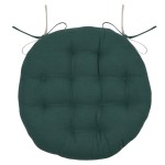 Round chair cushion reversible 38 cm - Cobalt and Linen