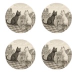 Set of 4 Coasters  Paris Cats