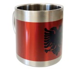 Stainless Steel Double-Wall Mug  Albanian Flag Design