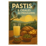 Metal Wall Sign Pastis and Cicadas au programme  CBKration