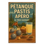 Metal Wall Sign Petanque Pastis Apero The Winning Trio  CBKrat