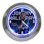 Johnny Hallyday blue neon wall clock