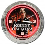 Johnny Hallyday Red neon wall clock