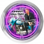Johnny Hallyday purple neon wall clock