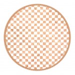 Round beige and white woven bamboo leaf placemat - 38 cm