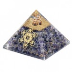 Blue Agate Orgonite Pyramid with Metatron Cube 5.5 cm