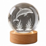 Dolphin LED Night Light Glass and Wood 10.7 cm