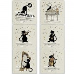 Set of 6 KIUB BUG ART CATS coasters