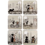 Set of 6 Cat Coasters - Bug Art